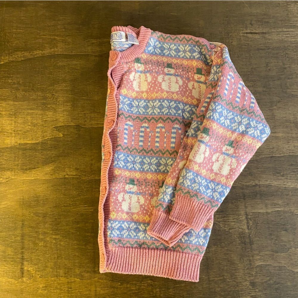 Vintage Pink and Blue Snowman Sweater